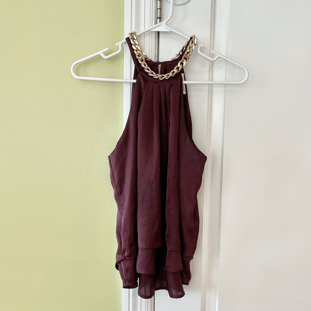 Sleeveless Burgundy Blouse